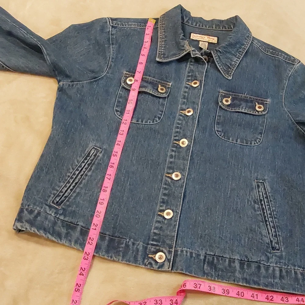 Vintage 80's JAMAICA BAY Blue Denim Button Up Jean Jacket Womens Size L - Picture 9 of 12